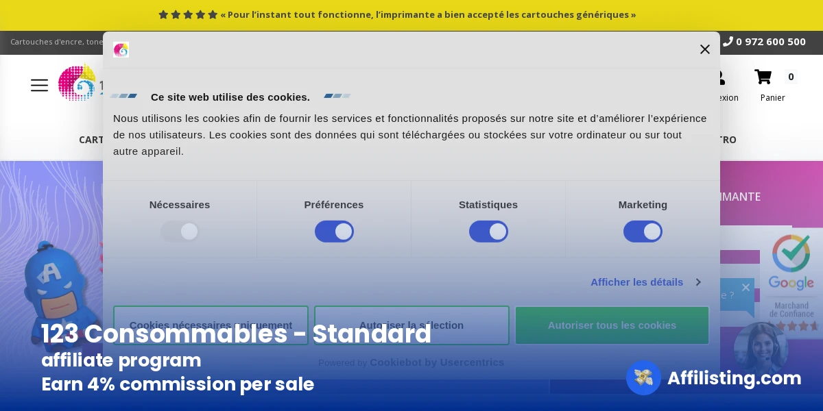 123 Consommables - Standard affiliate program