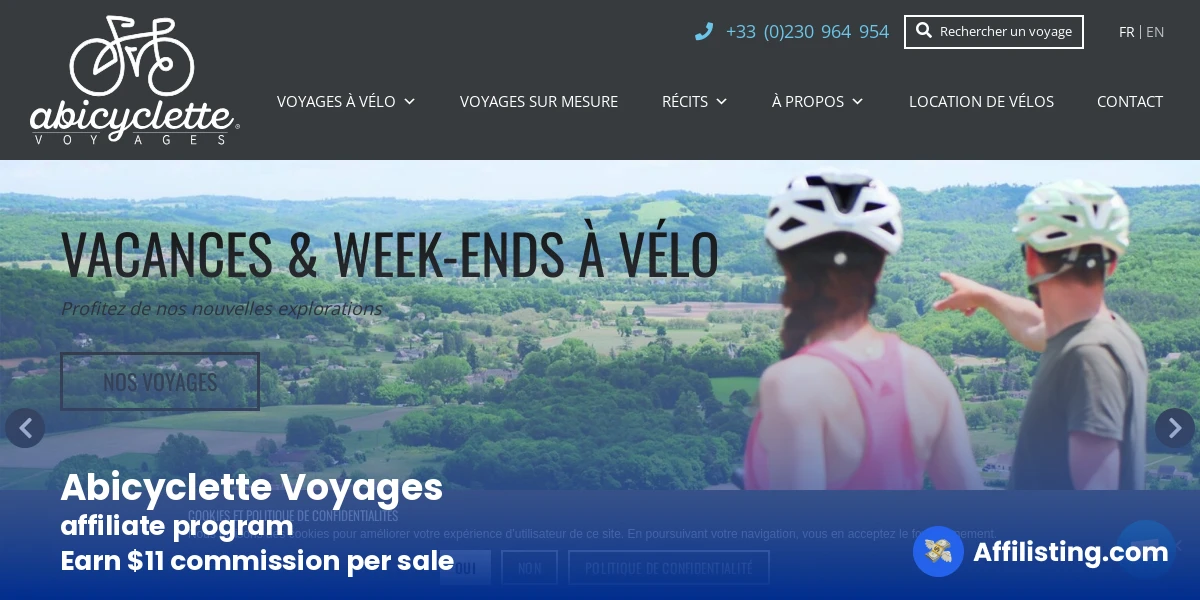 Abicyclette Voyages affiliate program
