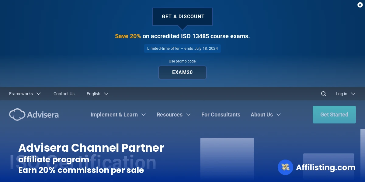 Advisera Channel Partner affiliate program