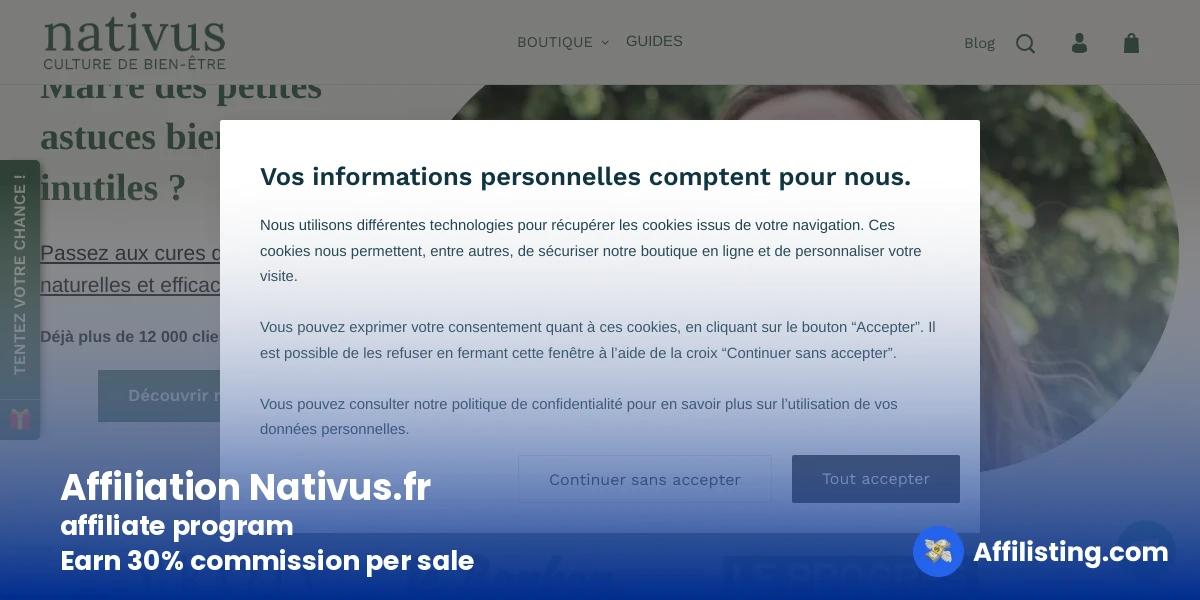 Affiliation Nativus.fr affiliate program