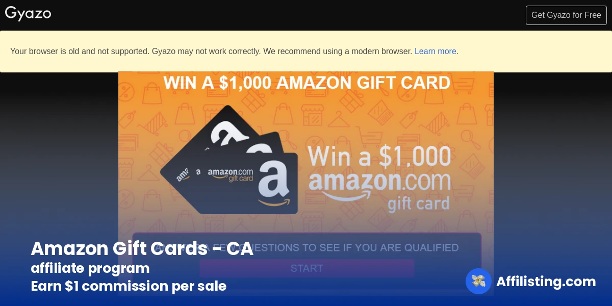 Amazon Gift Cards - CA affiliate program