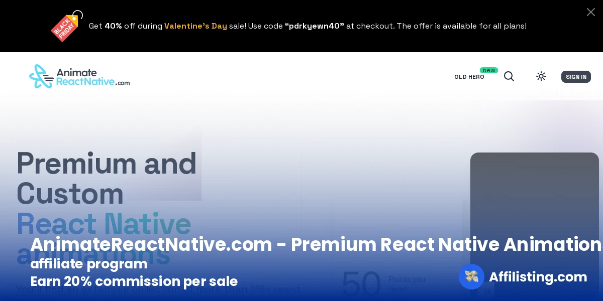 AnimateReactNative.com - Premium React Native Animations affiliate program