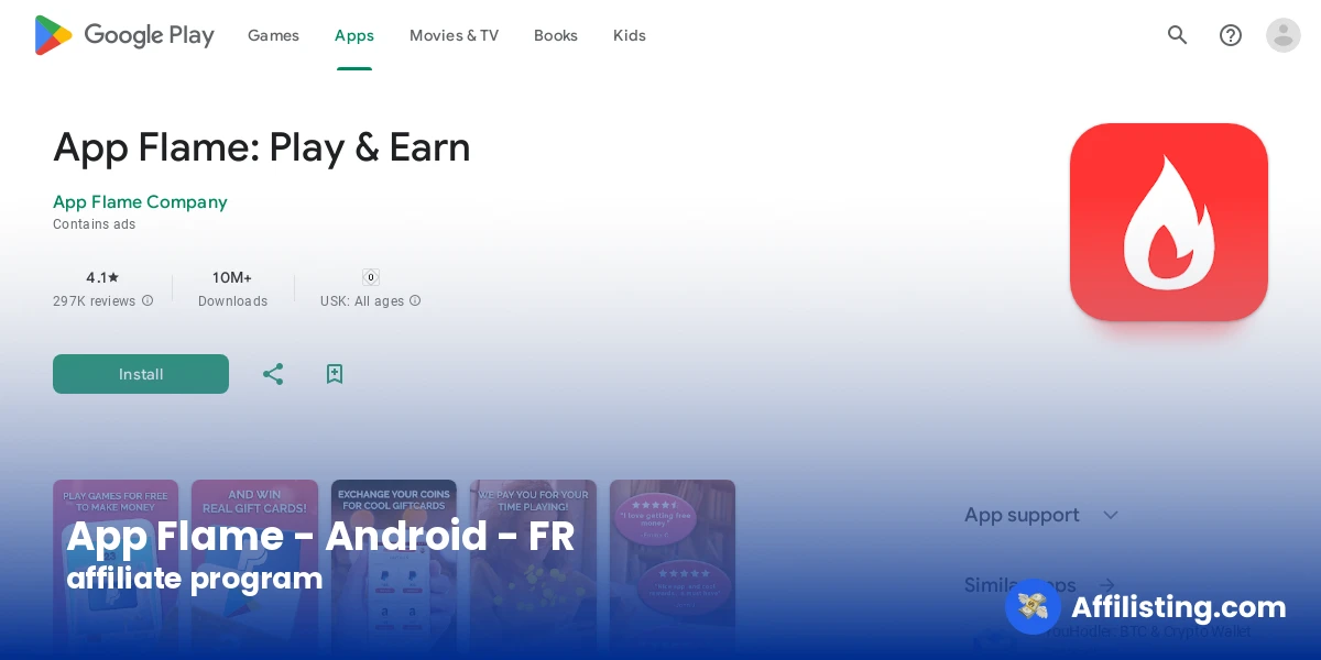 App Flame - Android - FR affiliate program