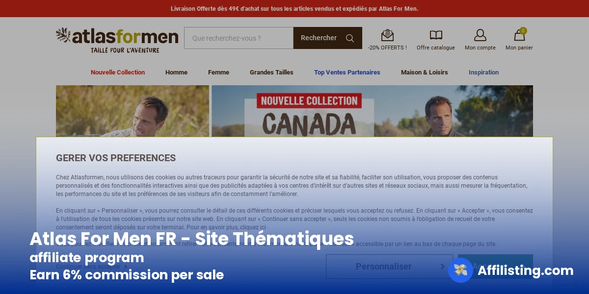 Atlas For Men FR - Site Thématiques affiliate program