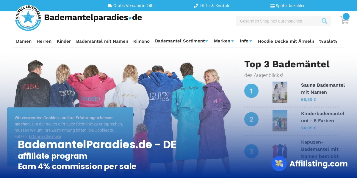 BademantelParadies.de - DE affiliate program