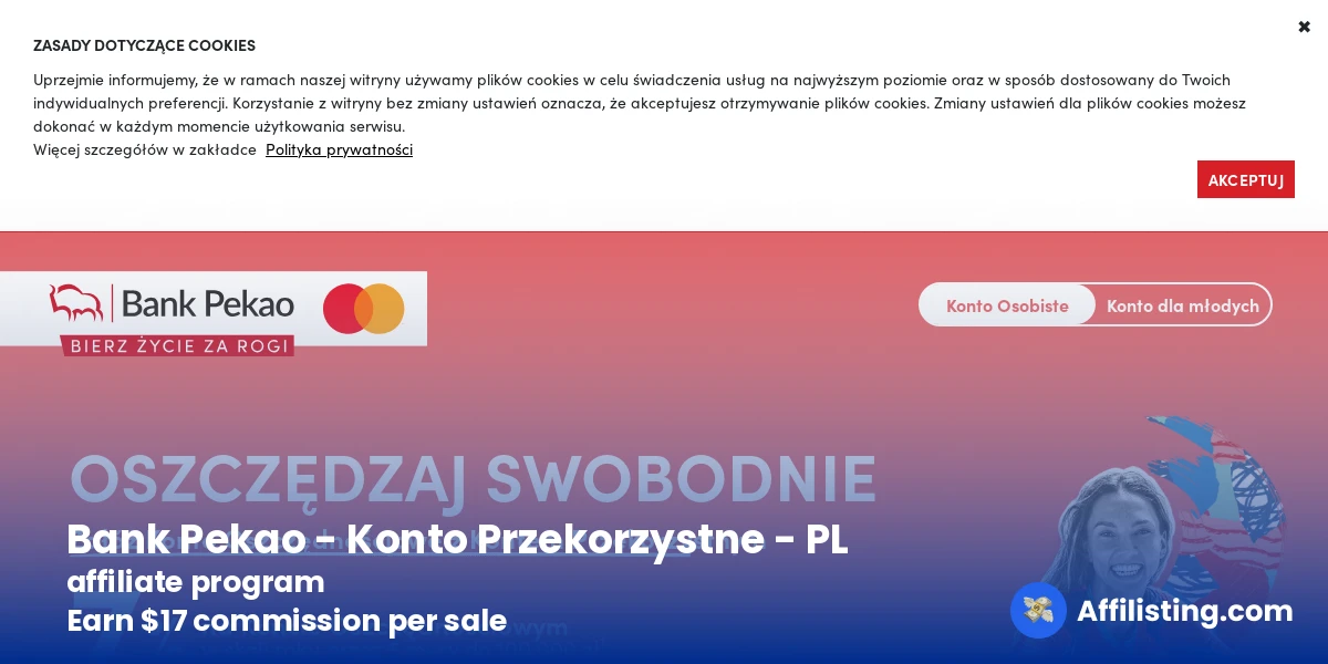 Bank Pekao - Konto Przekorzystne - PL affiliate program