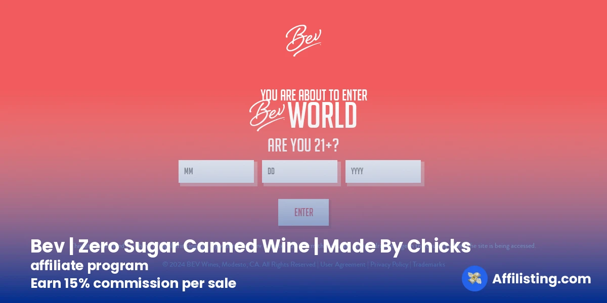 Bev | Zero Sugar Canned Wine | Made By Chicks affiliate program