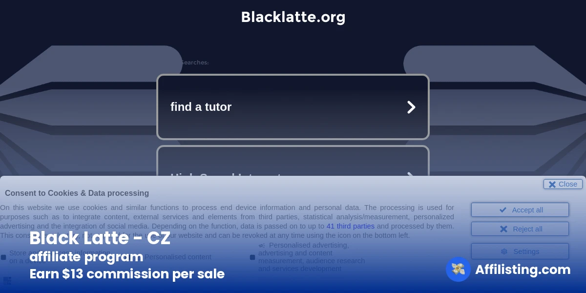 Black Latte - CZ affiliate program