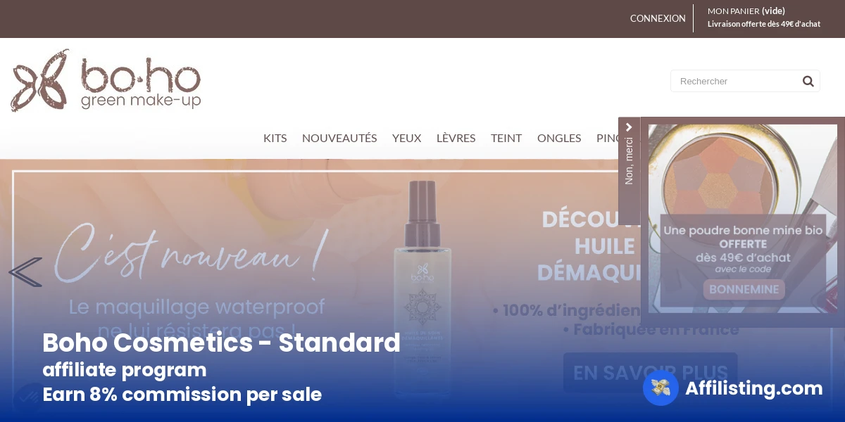 Boho Cosmetics - Standard affiliate program