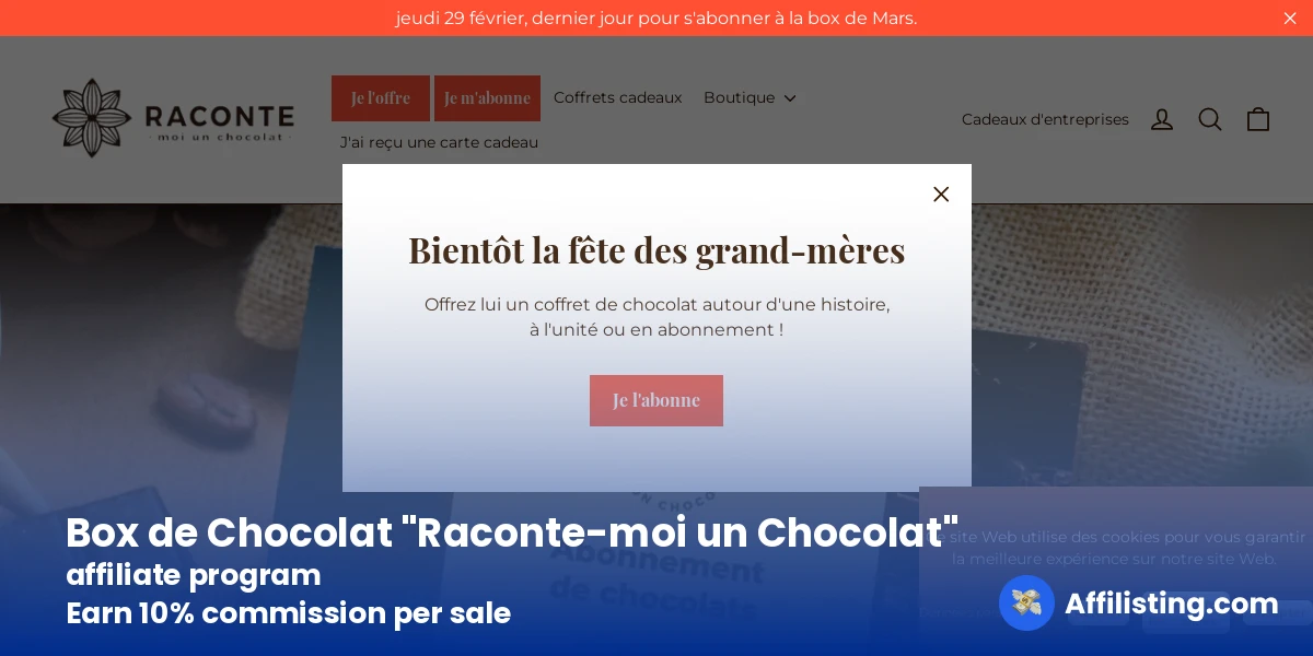 Box de Chocolat "Raconte-moi un Chocolat" affiliate program