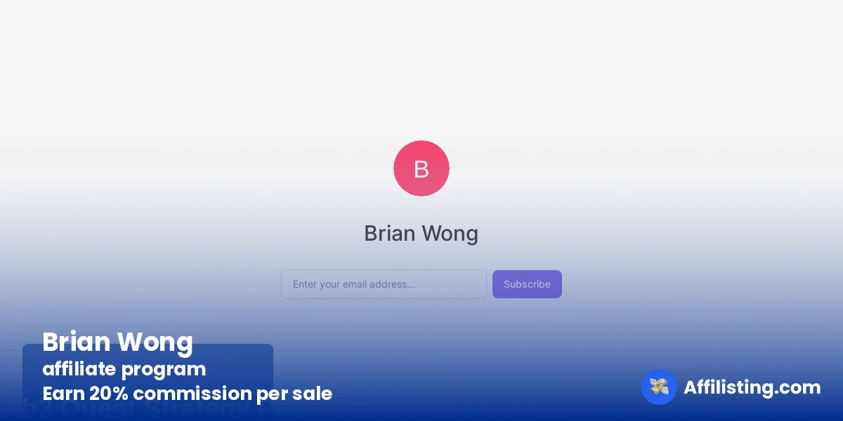 Brian Wong affiliate program