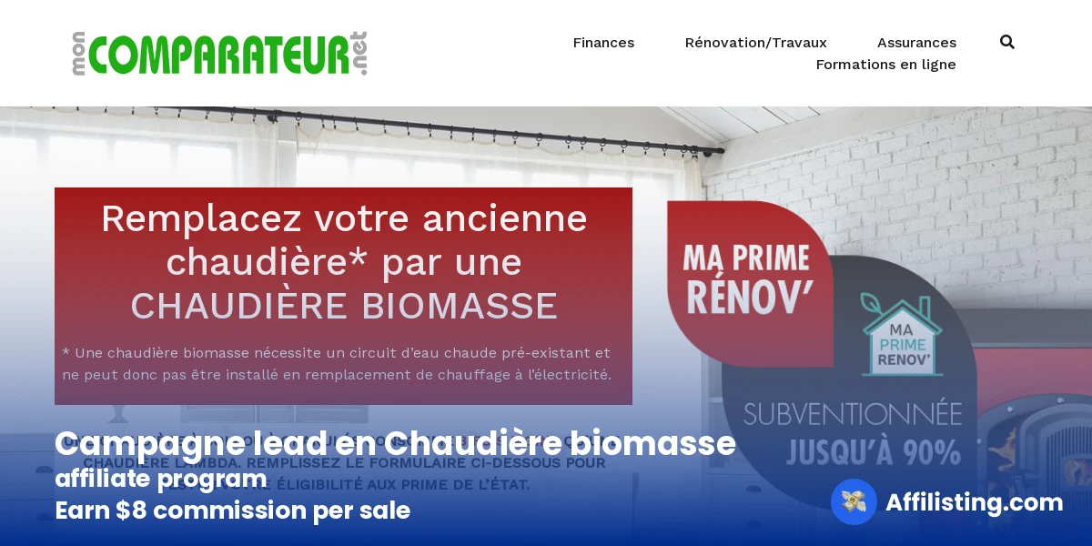 Campagne lead en Chaudière biomasse affiliate program