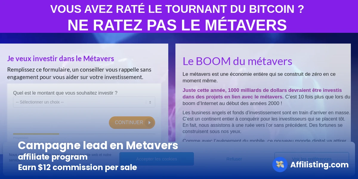 Campagne lead en Metavers affiliate program