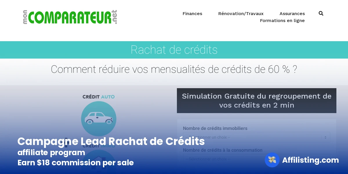 Campagne Lead Rachat de Crédits affiliate program