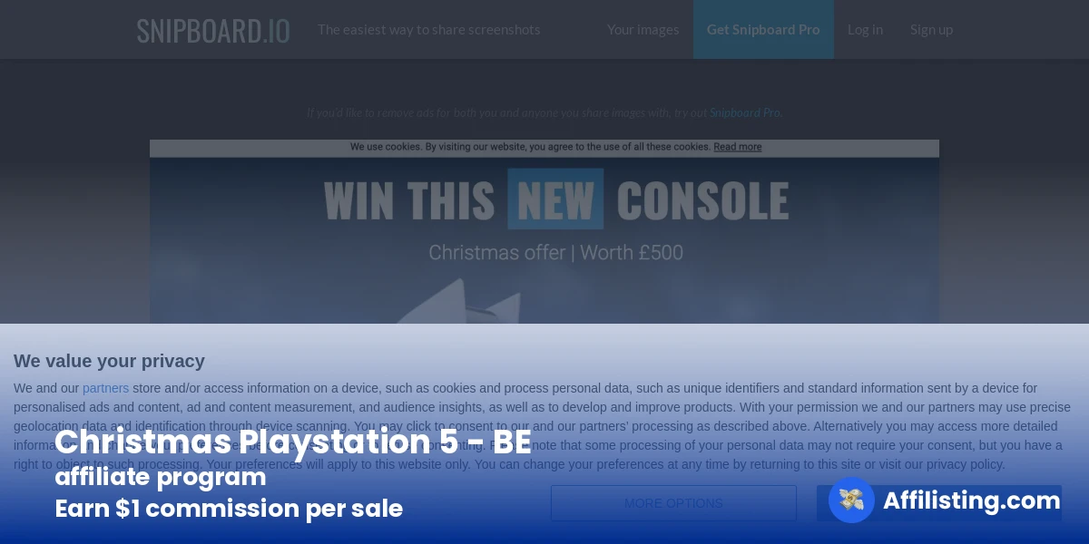 Christmas Playstation 5 - BE affiliate program