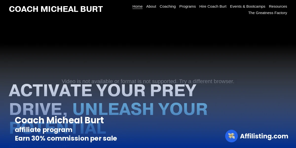 Coach Micheal Burt affiliate program