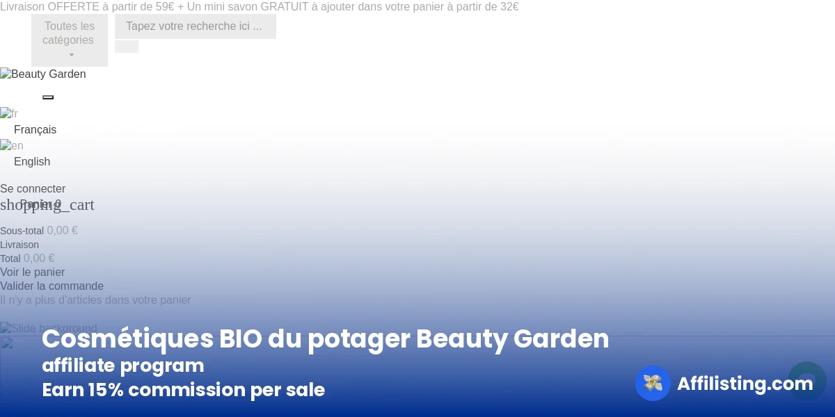 Cosmétiques BIO du potager Beauty Garden affiliate program