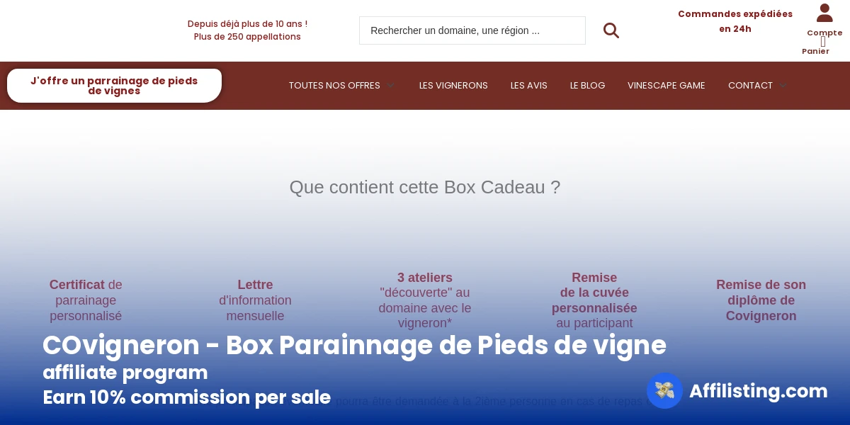 COvigneron - Box Parainnage de Pieds de vigne affiliate program