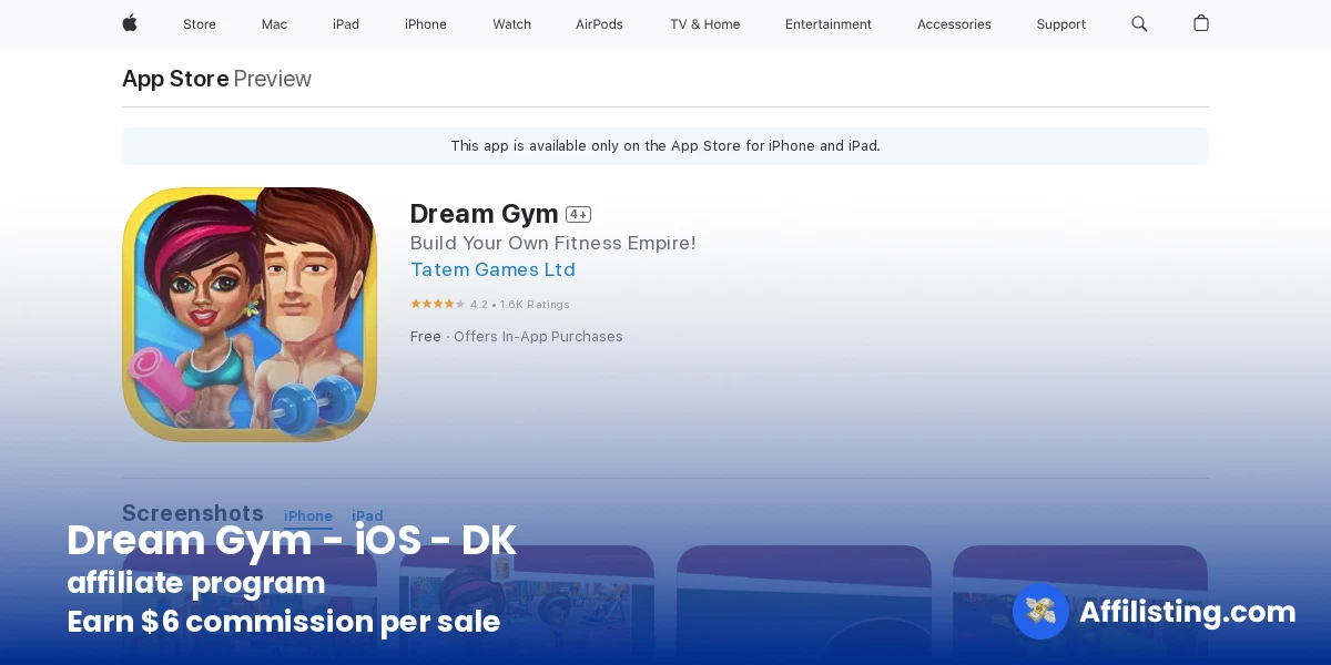 Dream Gym - iOS - DK affiliate program