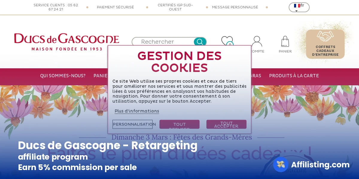 Ducs de Gascogne - Retargeting affiliate program