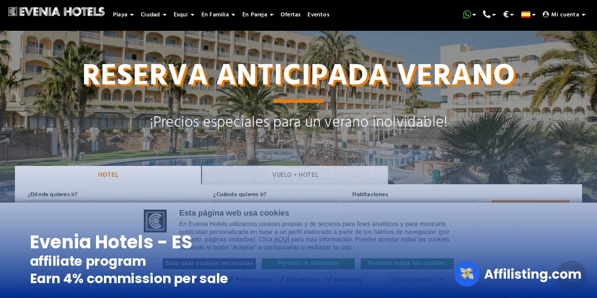 Evenia Hotels - ES affiliate program