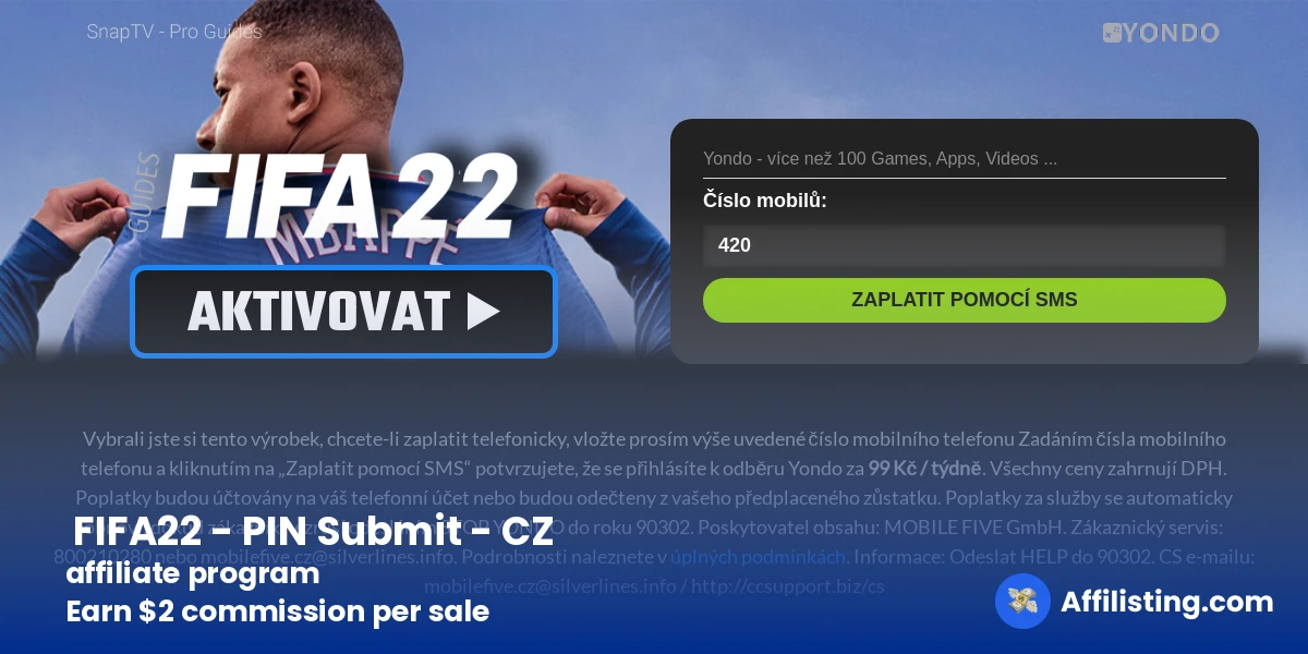  FIFA22 - PIN Submit - CZ affiliate program