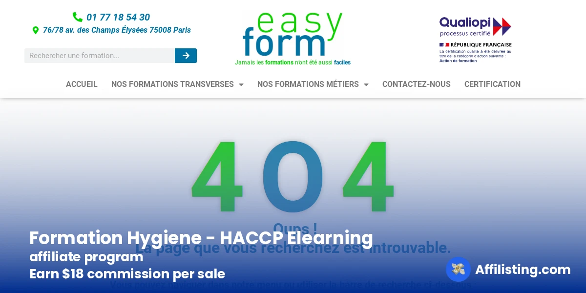 Formation Hygiene - HACCP Elearning affiliate program
