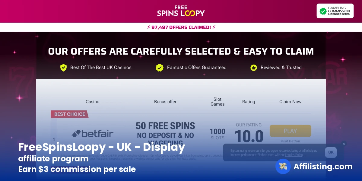 FreeSpinsLoopy - UK - Display affiliate program