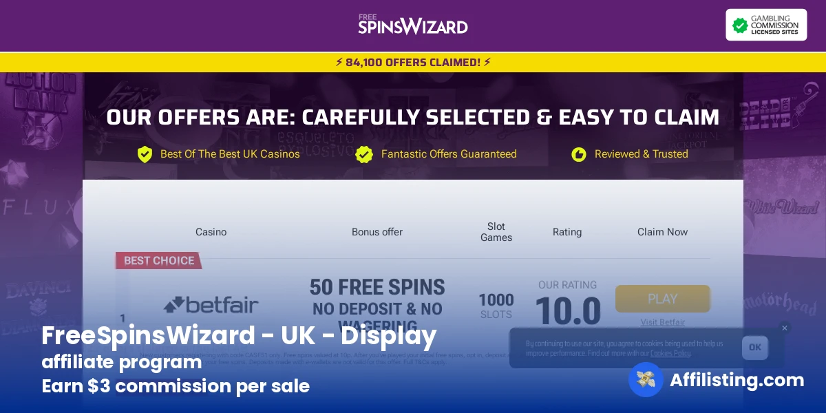 FreeSpinsWizard - UK - Display affiliate program