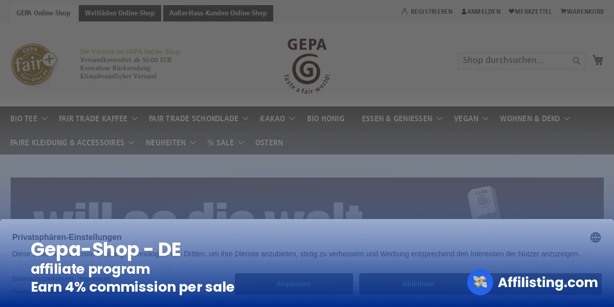 Gepa-Shop - DE affiliate program