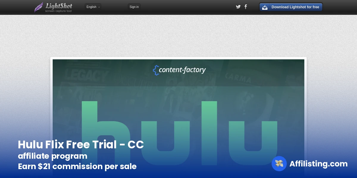 Hulu Flix Free Trial - CC affiliate program