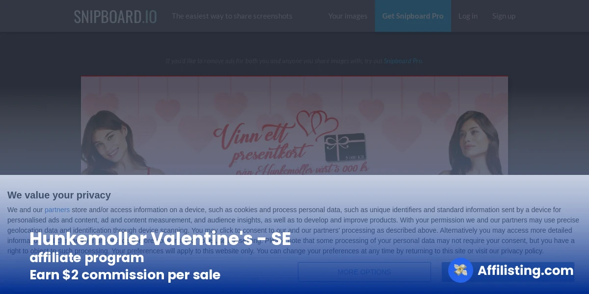 Hunkemoller Valentine's - SE affiliate program