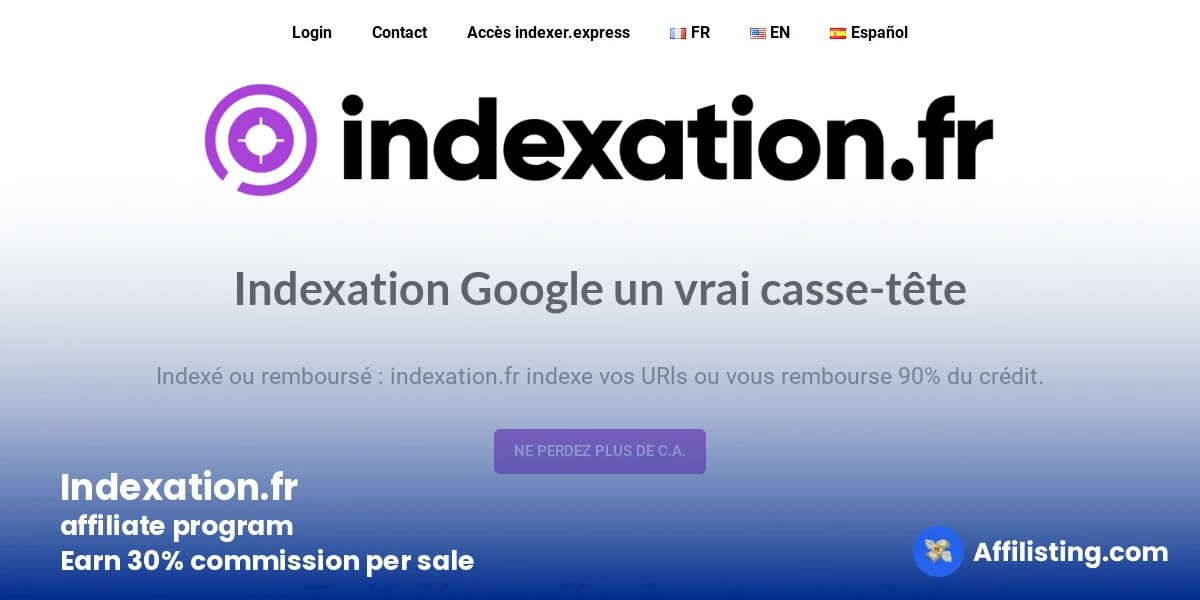 Indexation.fr affiliate program