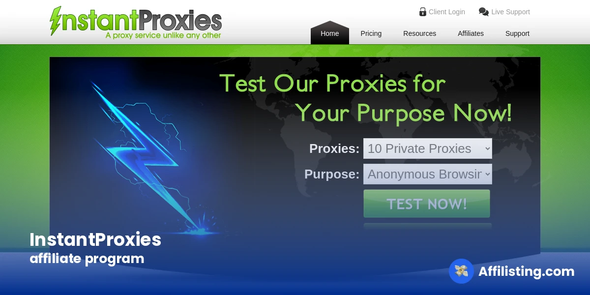 InstantProxies affiliate program