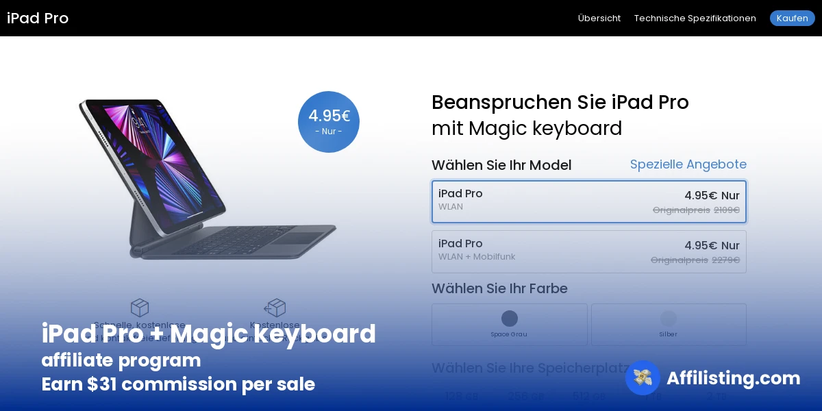 iPad Pro + Magic keyboard affiliate program