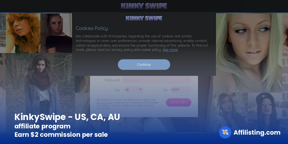 KinkySwipe - US, CA, AU affiliate program