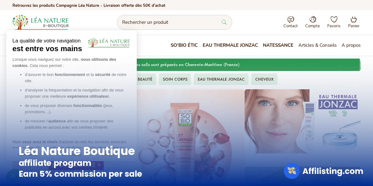 Léa Nature Boutique affiliate program
