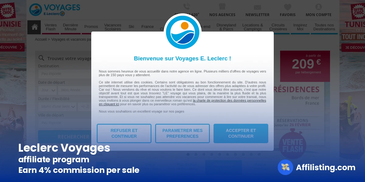 Leclerc Voyages affiliate program