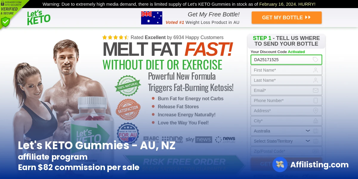 Let's KETO Gummies - AU, NZ affiliate program