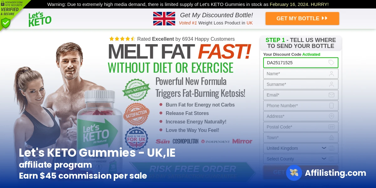 Let's KETO Gummies - UK,IE affiliate program