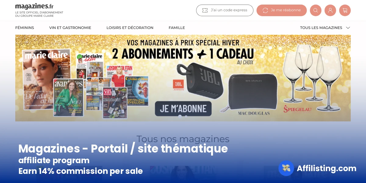 Magazines - Portail / site thématique affiliate program