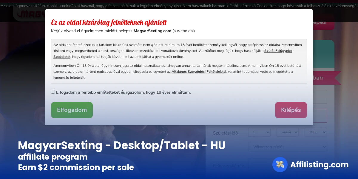MagyarSexting - Desktop/Tablet - HU  affiliate program