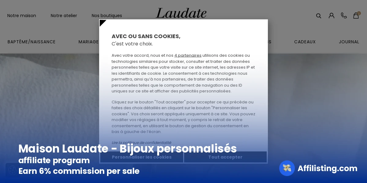 Maison Laudate - Bijoux personnalisés affiliate program