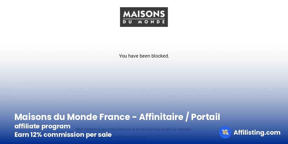 Maisons du Monde France - Affinitaire / Portail affiliate program