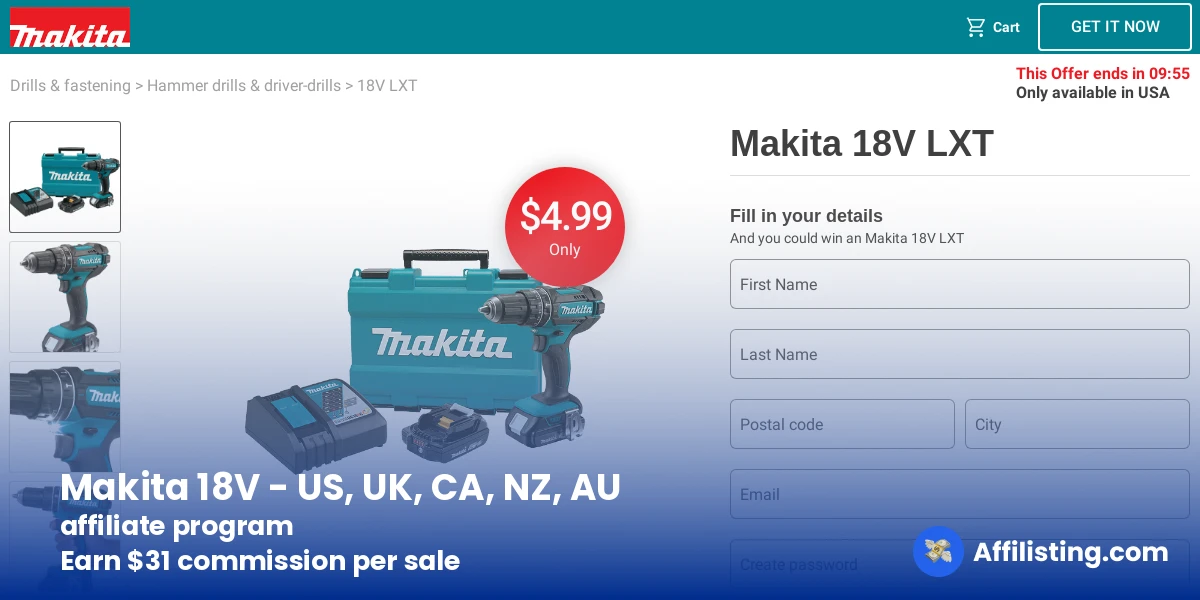Makita 18V - US, UK, CA, NZ, AU affiliate program