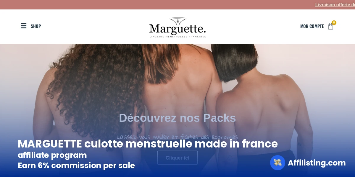MARGUETTE culotte menstruelle made in france affiliate program