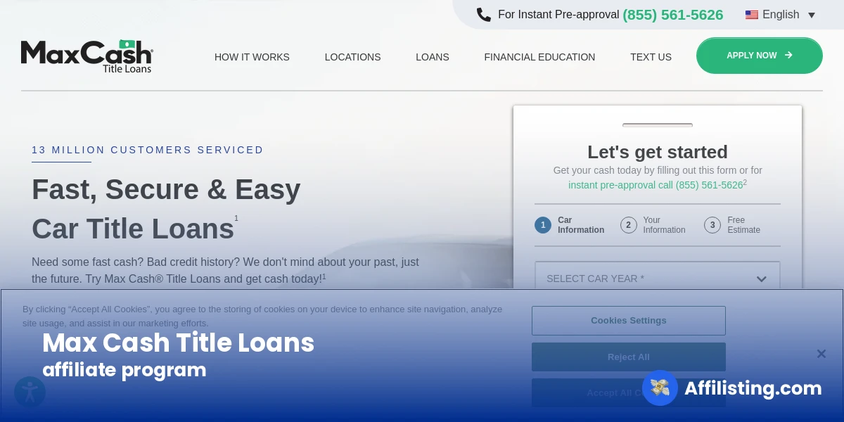 Max Cash Title Loans affiliate program
