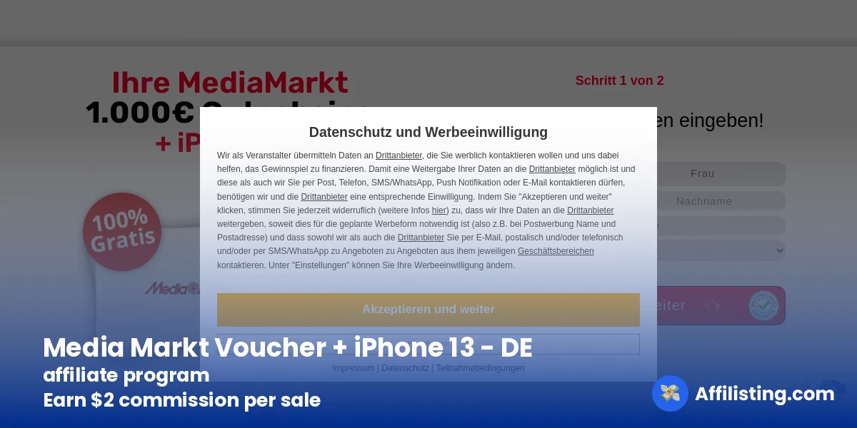 Media Markt Voucher + iPhone 13 - DE affiliate program
