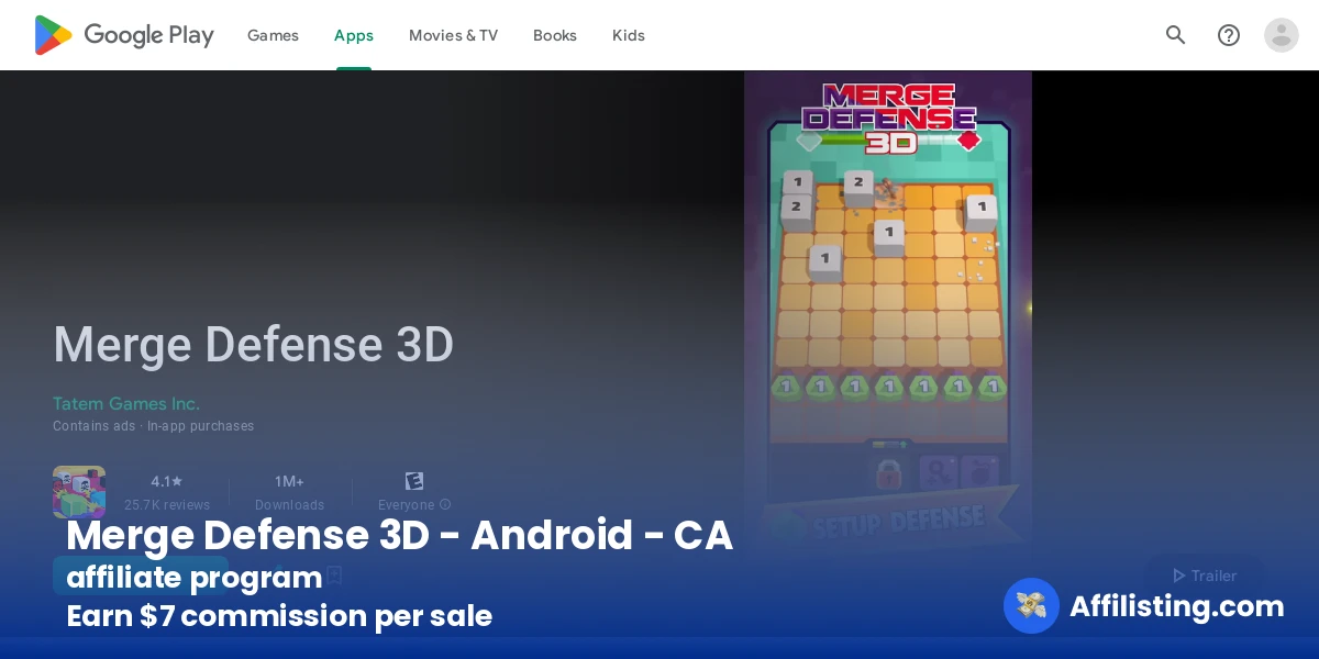 Merge Defense 3D - Android - CA affiliate program