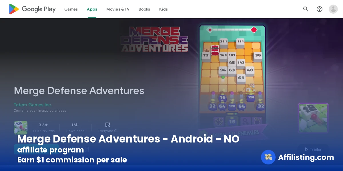 Merge Defense Adventures - Android - NO affiliate program